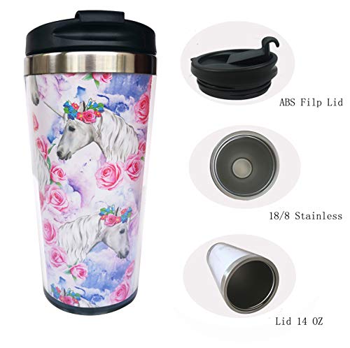 Wodealmug Women's Unicorn Horse Travel Coffee Mug Thermal Insulated Tumbler Cup With Lid 14 Oz #TOP1