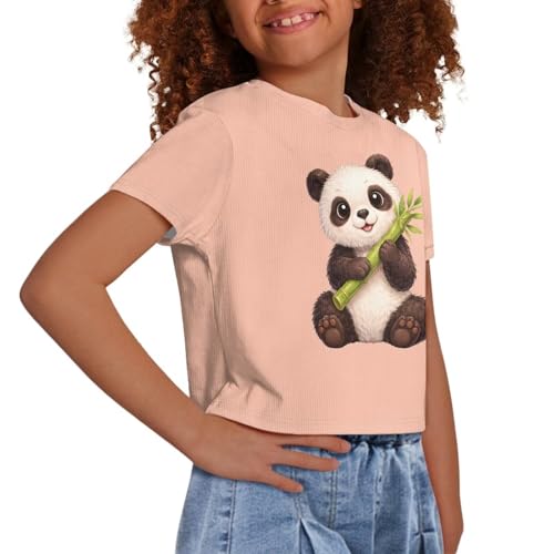 Image of Girls Fashion Crewneck Tee Shirts Casual Short Sleeve Crop Top Summer Outfits 5-14 Year