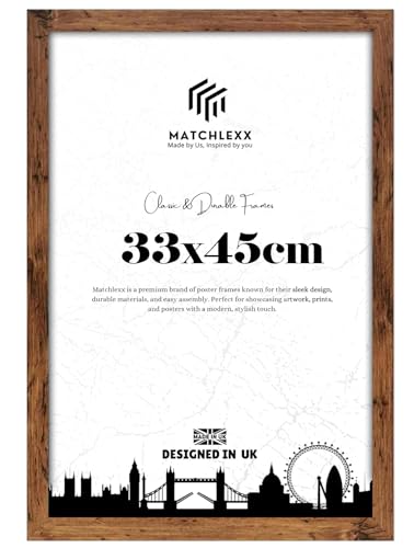 MatchLexx Modern Rustic 33x45 cm Poster Frames | Mdf Wooden Shatter-Proof Styrene Portrait & Landscape | Jigsaw Puzzle Photo Movie Frame | for Home Office & Livingroom