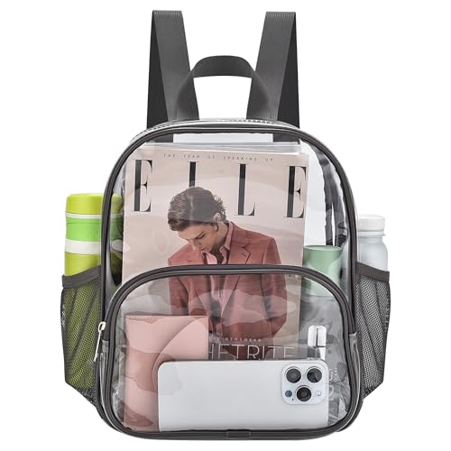 Image of Busiuw Clear Backpack for Stadium Events 12x12x6 with Front Pocket for Concert Sport Fashion Women Backpack Events Work Travel(Charcoal Gray)