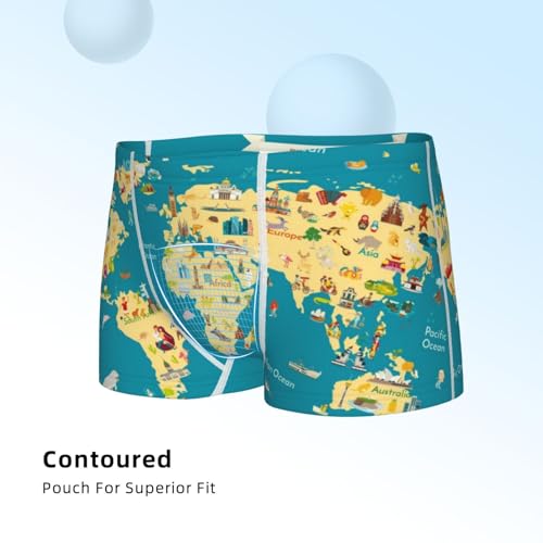 Boys' Cotton Boxer Brief Soft Underwear-World Map With Landmarks4