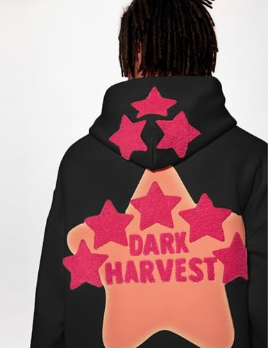 Vamtac Pink Star Hoodie Oversized Graphic Hoodies Unisex Y2K Long Sleeve Pocket Pullover Fall Hoodie 2025 Trendy Tops