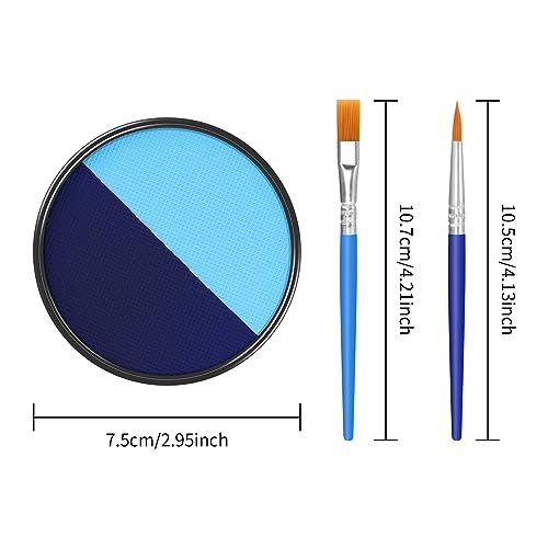 FREEORR Blue Face Body Paint Makeup Foundation 30g, Water Activated Dark/Baby Blue Cream to Powder Face Body Paint Makeup for Halloween Costume Cosplay Theater Stage Dress-Up Makeup - Thumbnail 7