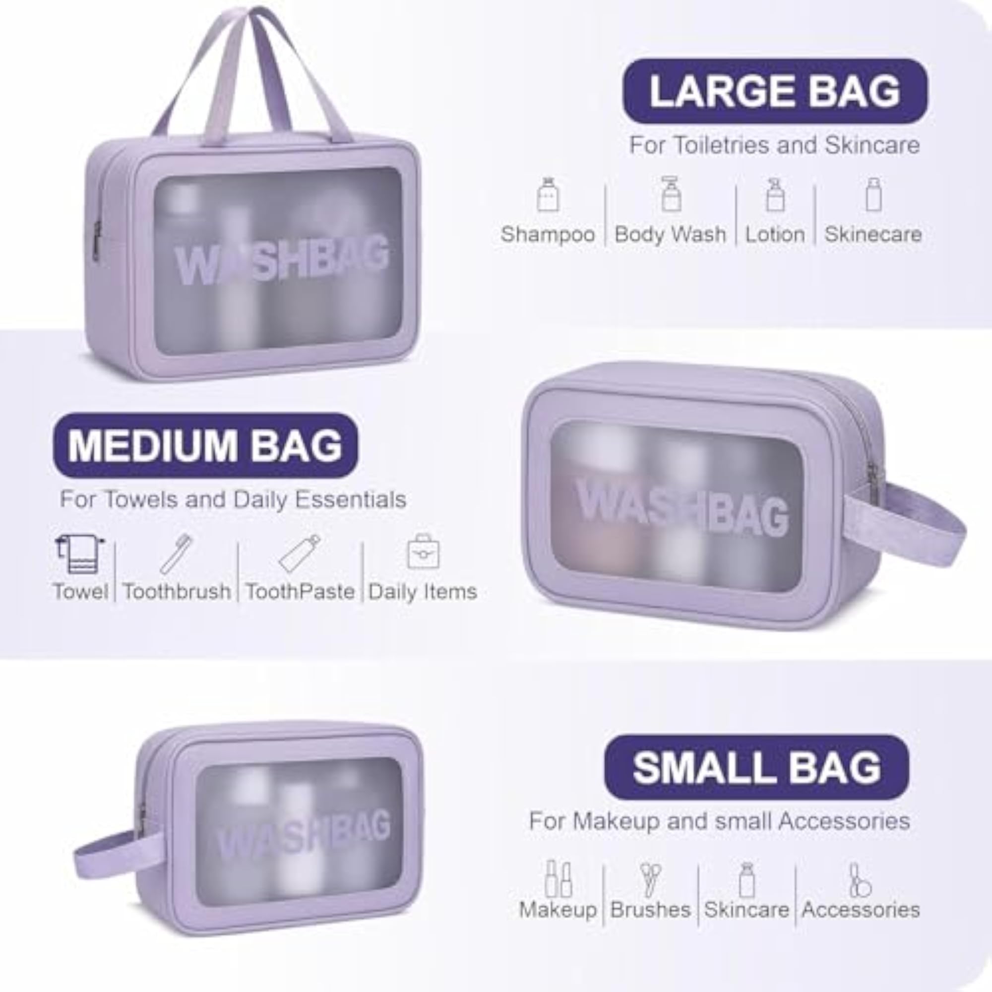 PVC Makeup Bag, Portable Toiletries Organizer