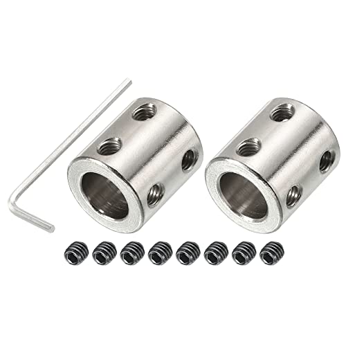 Coupleur d'arbre 12 mm à 12 mm rigide PATIKIL raccord acier inoxydable argenté pour axe moteur CNC