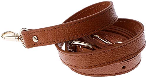 Verstellbarer Schulterriemen aus Echtleder, für Handtaschen, Tragegriff, 120 cm, Braun Cover