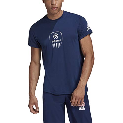 adidas mens USA Volleyball Tee Team Navy Blue/White Medium