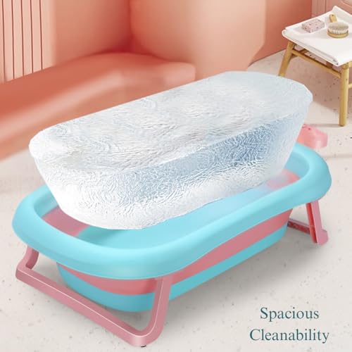 Image of Little Olive Baby Bath Tub with Temperature Display | Foldable and Antislip Design | Safe Plastic Tub for Infants and Toddlers (0 to 3 Years) | Pink and Blue