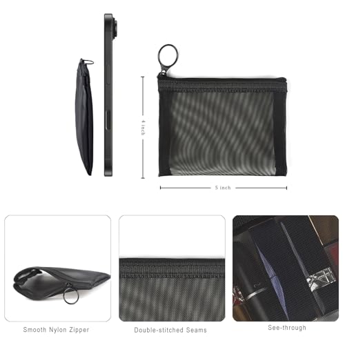 Image of Patu Mini Zipper Mesh Bags, 4 inch x 5 inch, Size S / A7, 5 Pieces, Beauty Makeup Lipstick Cosmetic Accessories Organizer, Small Travel Kit Storage Pouch, Black