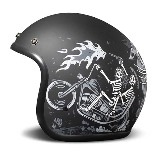 Casco jet DMD retro ligero con acabado negro mate y diseño abierto clásico open face