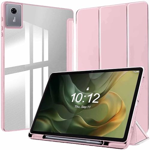 Image of ProElite Cover for Motorola Pad 60 Neo 11 inch 2025, Smart Flip Case Cover for Motorola Pad 60 Neo 11 inch 2025 with Pen Holder, Pink [Transparent Back]
