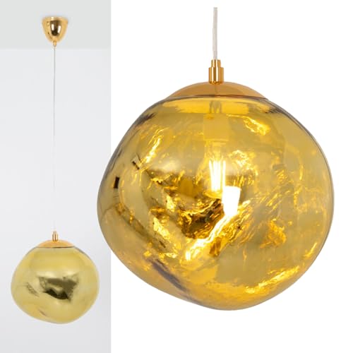 Lustre salon moderne et chic avec suspension boule irrégulière dorée Alpinaluz