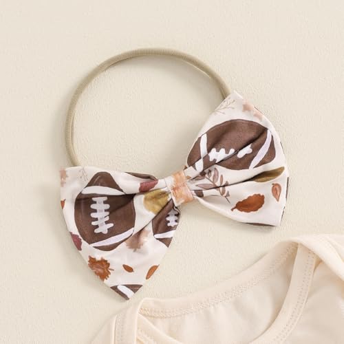 Newborn Baby Girl Football Outfit Tis the Season Football Romper Flared Pants Set 3Pcs Infant Fall Clothes4