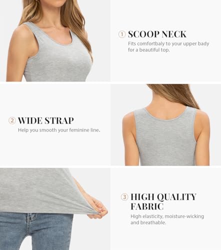 Image of Rosyline Womens Sleeveless Tank Tops Layering Tanks Undershirt Tank Top 3-4 Pack
