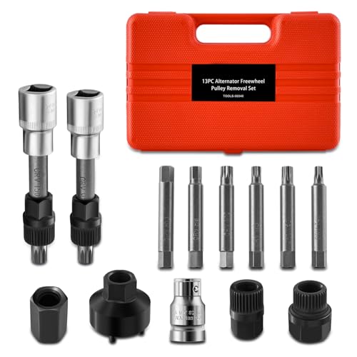 Auto Dynasty 13 PCS Alternator Freewheel Pulley Removal Set, Comprehensive Alternator Tools Kit