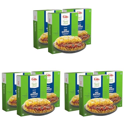 Image of Gits Ready to Eat Veg Biryani, Layered Rice Dish, Microwaveable, 795g (Pack of 9 X 265g Each)