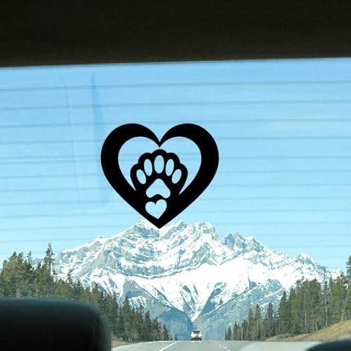 Image of GORGECRAFT 4 Styles 4Pcs Cat Dog Paw Prints Car Sticker Black Reflective Heart Car Bumper Decals Waterproof PET Automotive Exterior Decor Stickers for SUV Truck Motorcycle Doors Walls Laptop