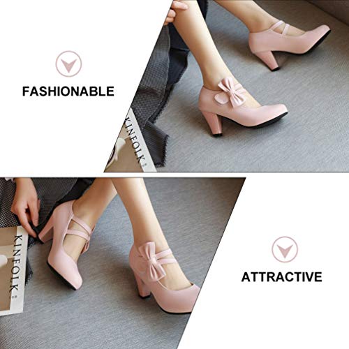 Holibanna Donne Bowknot Tacco Grosso Pompe Tacchi