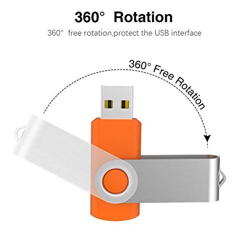 Image of Kootion 16GB USB 3.0 Flash Drive 16 gb Flash Drives 10pcs Thumb Drive Keychain Jump Drive Swivel Memory Sticks, Orange