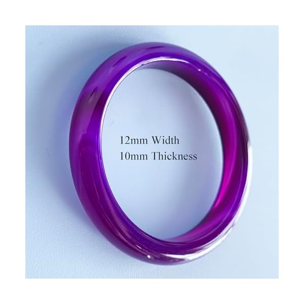 Natural Purple Agate Bangle Thick Bracelet for Women, 13mm Width Chinese Lucky Jewelry Hand-Polished Gemstone Cuff for Christmas Mom Birthday Gift - Image 2