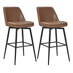 Chitaswivelbarstoolsfsccertifiedupholsteredfauxleatherbarstoolssetof2metalbase303seatheightsaddlebrown  Urban Country Home Decor Chita swivel barstools fsc certified upholstered faux leather bar stools set of 2 metal base 303 seat height saddle brown  urban country home decor