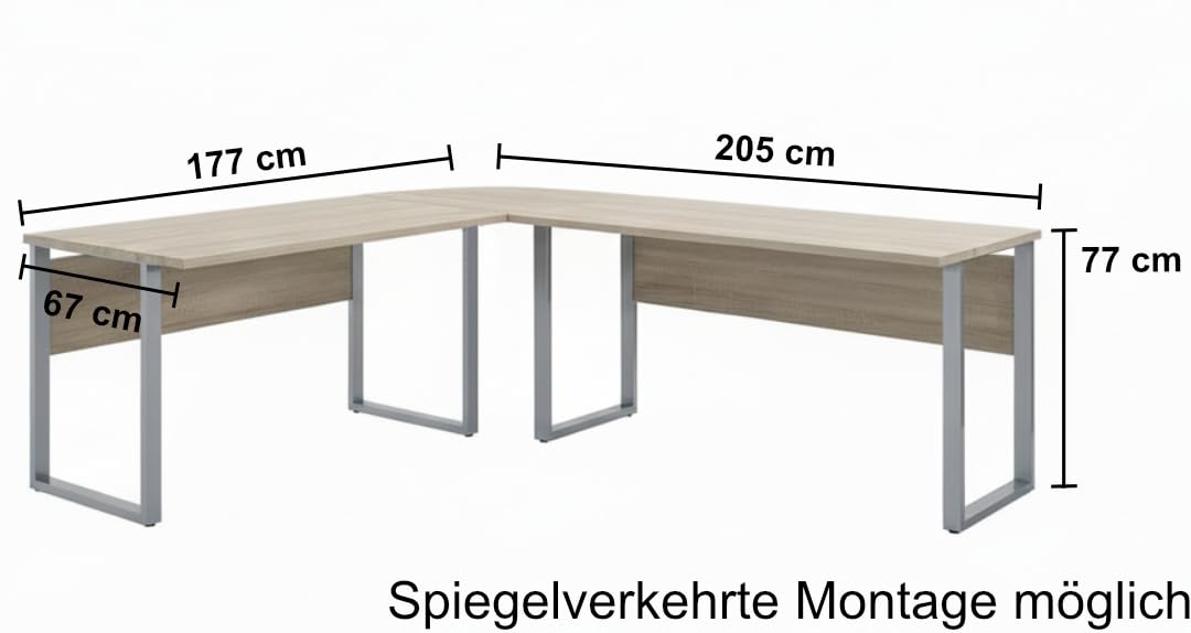 TABOR PRO Set 4 Eiche Sonoma weiß matt Büromöbel Arbeitszimmer Büro