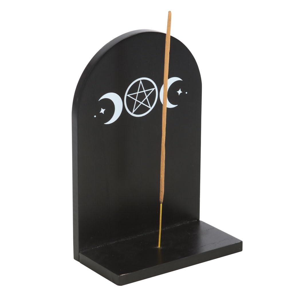Something Different Wholesale Black/White Triple Moon Incense Holder Shelf - Handcrafted Wall-Mounted Display For Incense Sticks And Cones - Gothic Decor, Wiccan And Pagan Altar Accent, Unique Lunar Design