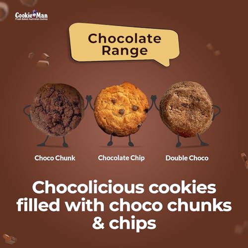 Image of CookieMan Choco Chunk Cookies - 250g | Rich & Chewy Chocolate Chunk Australian Cookies | Baked to Perfection for Ultimate Indulgence | Perfect for Snacking, Sharing & Gifting
