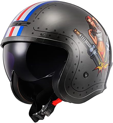 LS2 Helmets Open Face Spitfire Spark Helmet (Brushed Alloy - X-Large)