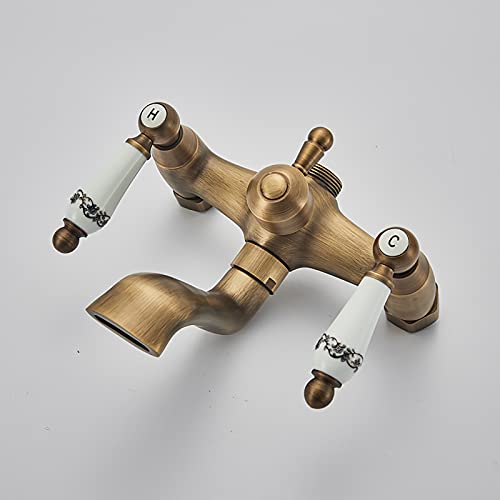 Ensemble de douche en laiton antique avec douchette et bec baignoire