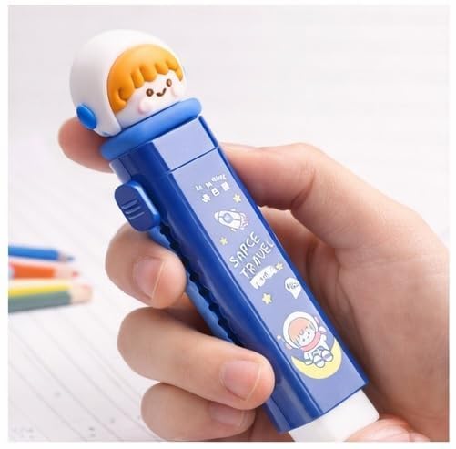 PB Prime Brands Cute Kawaii Cartoon Retractable Eraser Set Fancy Push-Pull Slide Rubber Erasers with Adorable Animal Toppers for Kids, Students & School Supplies (Pack of 5) 4