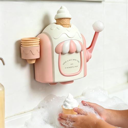 Ice Cream Bath Toy Funny Ice Cream Kids Bath Bubble Machine 2026 New Bubble Maker Baths Toys with Ices Creams Cones Wall Mounted Cute Ices Creams Foam Maker Water Toys for Kids 3+ Year Old