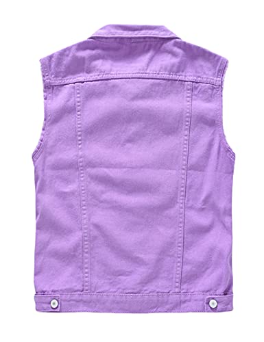 Image of Men's Sleeveless Ripped Denim Vest Casual Slim Fit Button Down Jeans Vests Jacket
