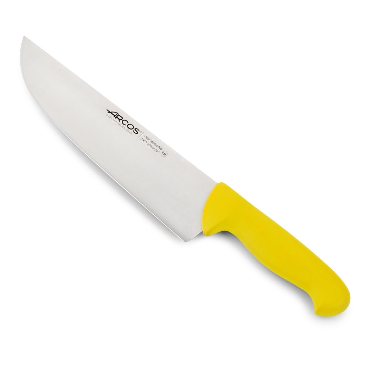 Arcos Serie 2900 - Cuchillo Carnicero Ancho - Hoja de Acero Inoxidable NITRUM de 250 mm - Mango inyectado en Polipropileno Color amarillo