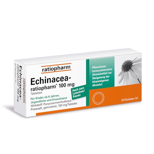 Echinacea-ratiopharm 100 mg Tabletten: Naturliche Unterstützung fur das Immunsystem - zur Behandlung von Erkältungskrankheiten und Infekten der ableitenden Harnwege 20 Tabletten