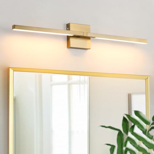Image of Tanoxo Bathroom Vanity Light Fixtures,30 inch Rotatable LED Vanity Lights with 24W,Adjustable 3000K,4000K,5000K Light,Brushed Bathroom Wall Sconce Over Mirror,Gold