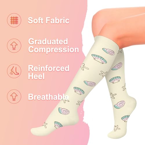 Image of Iseasoo 4 Pairs Compression Socks for Women Circulation-Best Support for Nurses,Running,Athletic,Travel