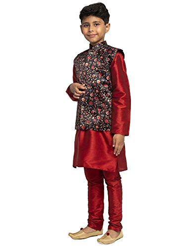 Image of KRAFT INDIA Boys Satin Printed Nehru Jacket Only