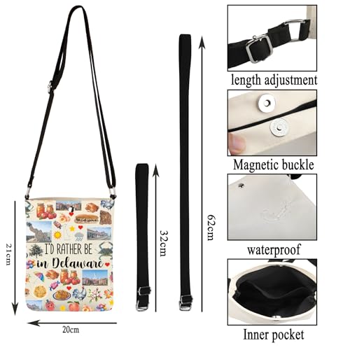 G2TUP Delaware State Gift I'd Rather Be In Delaware Crossbody Bag Delaware Travel Bag Delaware Tour Souvenir Gift3