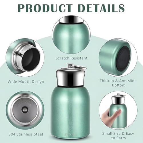 Image of Travel Mini Water Bottle Compact Stainless Steel Portable Leak-Proof Small Bottle for Office, Outdoor & Everyday Carry 300 ML, Green