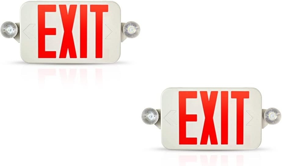 Ciata Lighting Emergency Exit Lights with Battery Backup - High Visibility Fire Exit Signs - Universal Emergency Lights for Business or Residential - Rechargeable Exit Sign Battery Included - 2 Pack