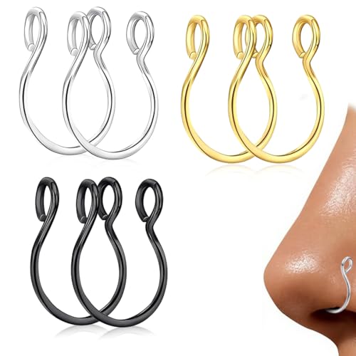 JYNXOR 6 Piezas Piercing Nariz, Acero Inoxidable Nariz Piercing Septum, Falso Piercing