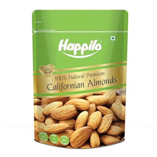 Happilo Premium Natural Californian Almonds 1 Kg | Badam Giri, Healthy Snacks, Dry Fruits | Crunchy Nuts | High in Fiber | Rich in Protein | Magnesium | Phosphorus | Dietary Fibre | Zero Cholesterol