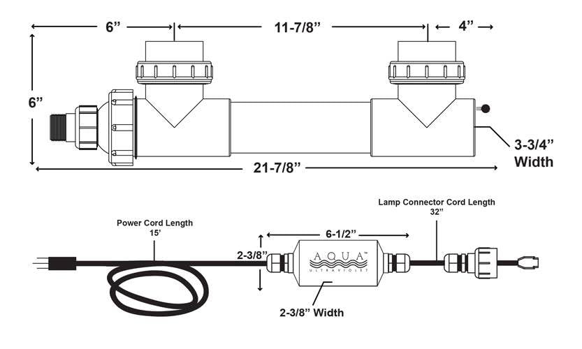 Aqua Ultraviolet Black 57 Watt UV 2" Ports Unions Wiper miniatura 3