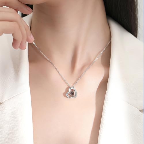 ThermoThrill Personalized Projection Necklace with Photo Inside, Custom Picture Love Heart Projection Pendant Necklace Photo Necklace Christmas Memorial Gifts for Couples Wife3