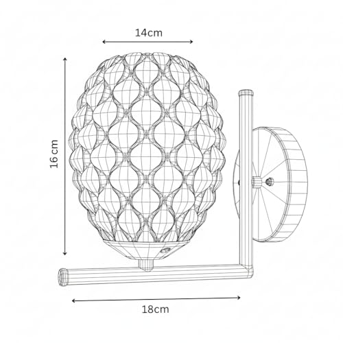 Image of Wall Lamp for Living Room | Wall Light Bedroom, Wall Decor with 7-INCH Unbreakable Polycarbonate Lampshade and Metal Fitting(with Bulb) (Pine L)