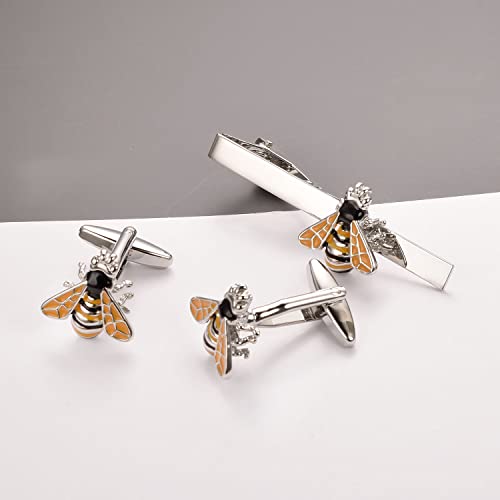 Personalized Insects Tie Clip Cufflinks Set for Men Gold Silver Bee Ladybug Frog Butterfly Tie Clip Cufflinks Groom Wedding Business Party Jewelry3