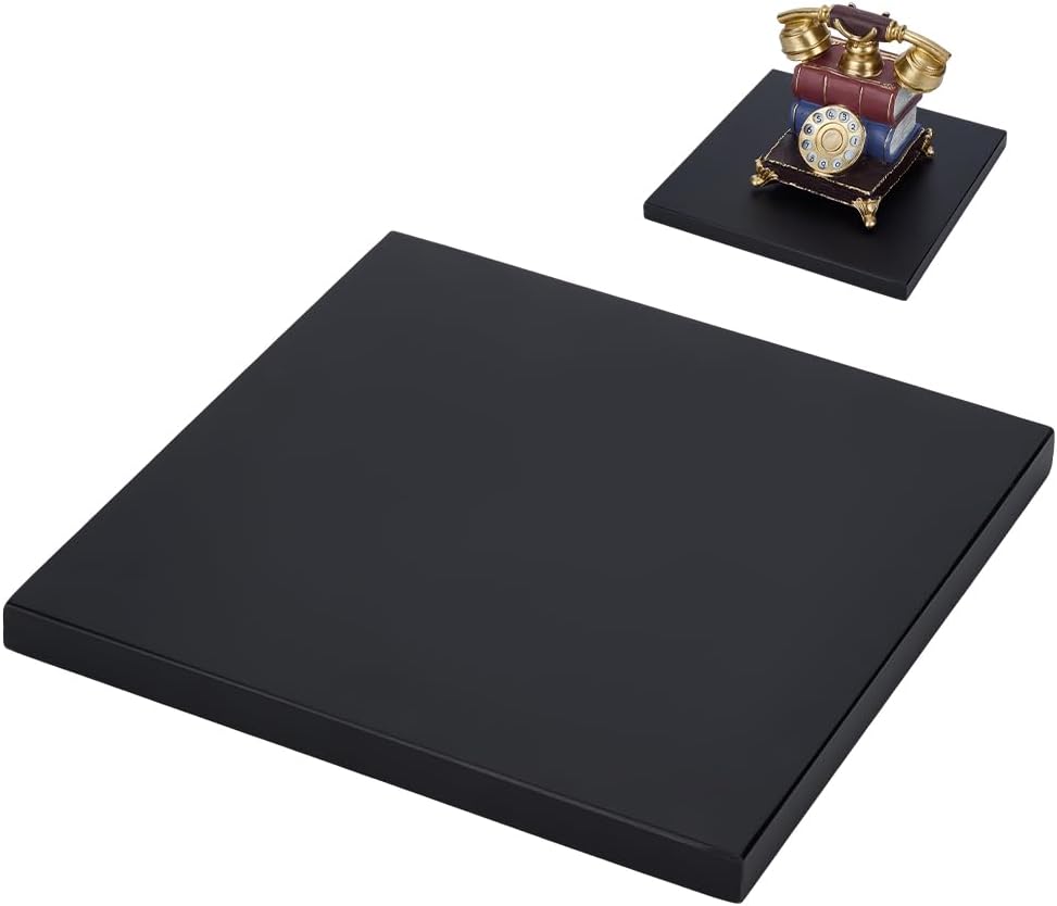FINGERINSPIRE Square Wooden Display Base 9.8x9.8x0.7 inch Black Minimalism Style Jewelry Display Stand Showcase Engravable Wooden Plaques for DIY Crafts Keepsake Display Art Exhibition Home Decoration