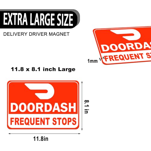 Image of Delivery Driver Magnets for Car - Frequent Stops Removable Magnet Set - Reflective Delivery Magnetic Car Door and Bumper Sign - Weather-Resistant 11.8 x 8 inch (Red-White 1 pack)