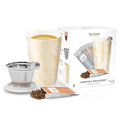 Kati Cup and Tea Set, Single Steeps Loose Leaf Tea Sampler and Kati Tea Cup with Infuser and Lid